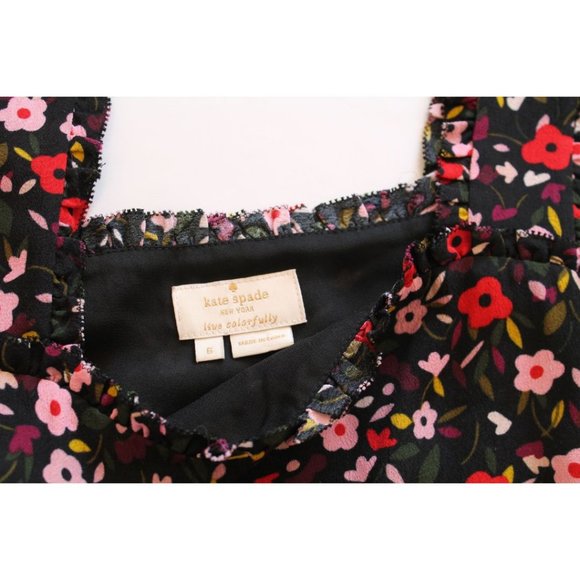 Kate Spade Boho Floral Jumpsuit in Black Ma Cherie US 6 Wide Leg - Picture 5 of 5